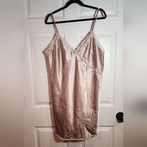 Intimates Lane Bryant Satin Chemise with Lace Trim - Tan Size 18/20
